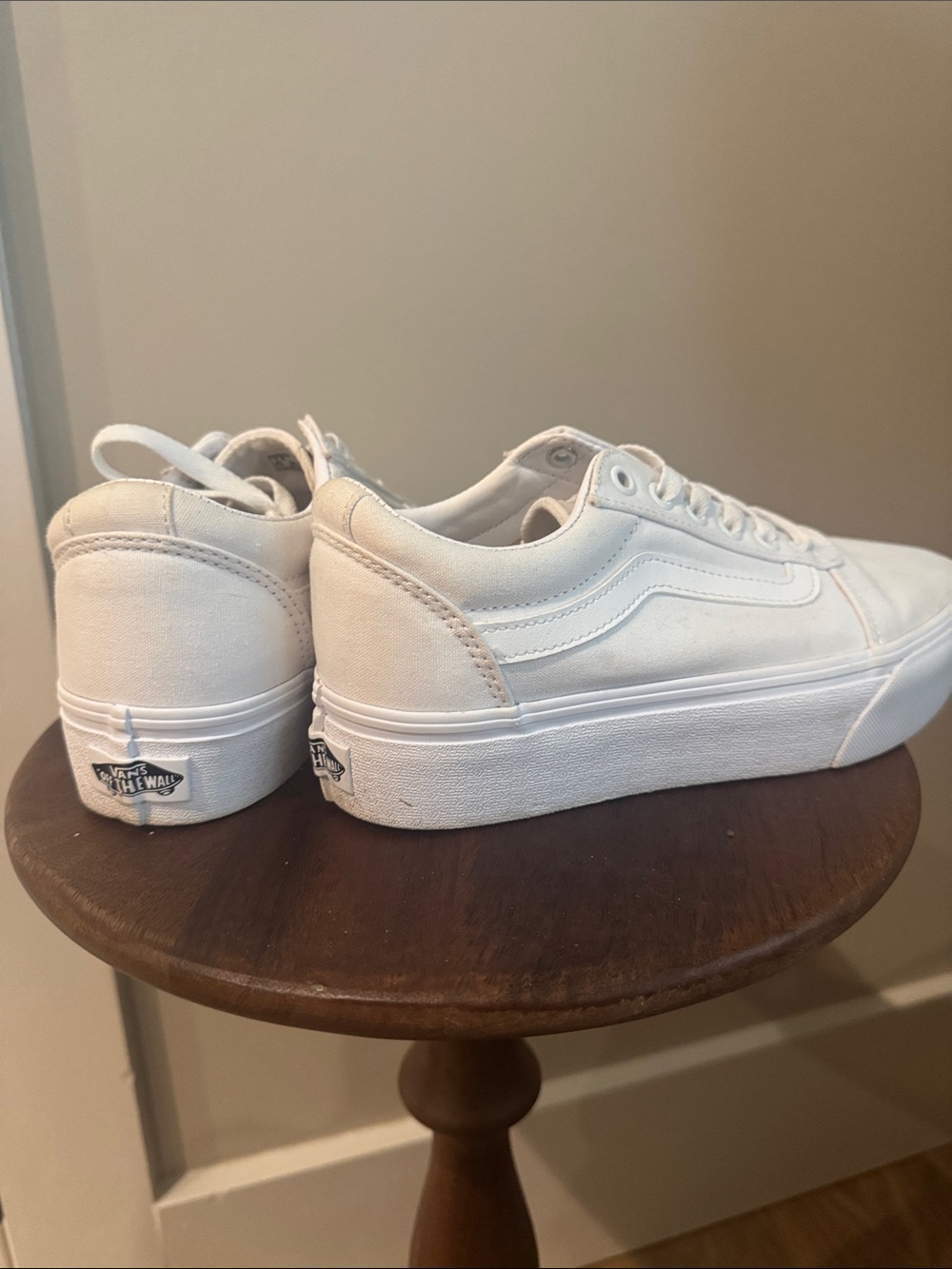 Vans Platform Old Skool Sneakers in White Canvas